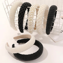 将图片加载到图库查看器，IVYU Pearl Headbands for Women Fashionable Handmade Wide Hair Hoops Beaded Bling HairBand Hair Accessories - Ivyu Beauty
