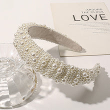 将图片加载到图库查看器，IVYU Pearl Headbands for Women Fashionable Handmade Wide Hair Hoops Beaded Bling HairBand Hair Accessories - Ivyu Beauty
