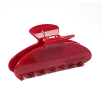 将图片加载到图库查看器，Cherry Red Hair Claw Clips for Women, Premium PC Material for Long-Term Use, 4.1 Inch Big Strong Hold No Slip Hair Clips for Thick or Thin Hair, Includes 2 Black Satin Scrunchies
