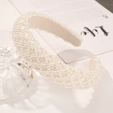 将图片加载到图库查看器，IVYU Pearl Headbands for Women Fashionable Handmade Wide Hair Hoops Beaded Bling HairBand Hair Accessories - Ivyu Beauty
