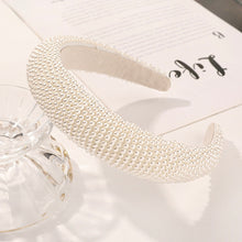 将图片加载到图库查看器，IVYU Pearl Headbands for Women Fashionable Handmade Wide Hair Hoops Beaded Bling HairBand Hair Accessories - Ivyu Beauty
