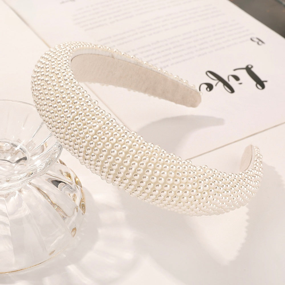 IVYU Pearl Headbands for Women Fashionable Handmade Wide Hair Hoops Beaded Bling HairBand Hair Accessories - Ivyu Beauty
