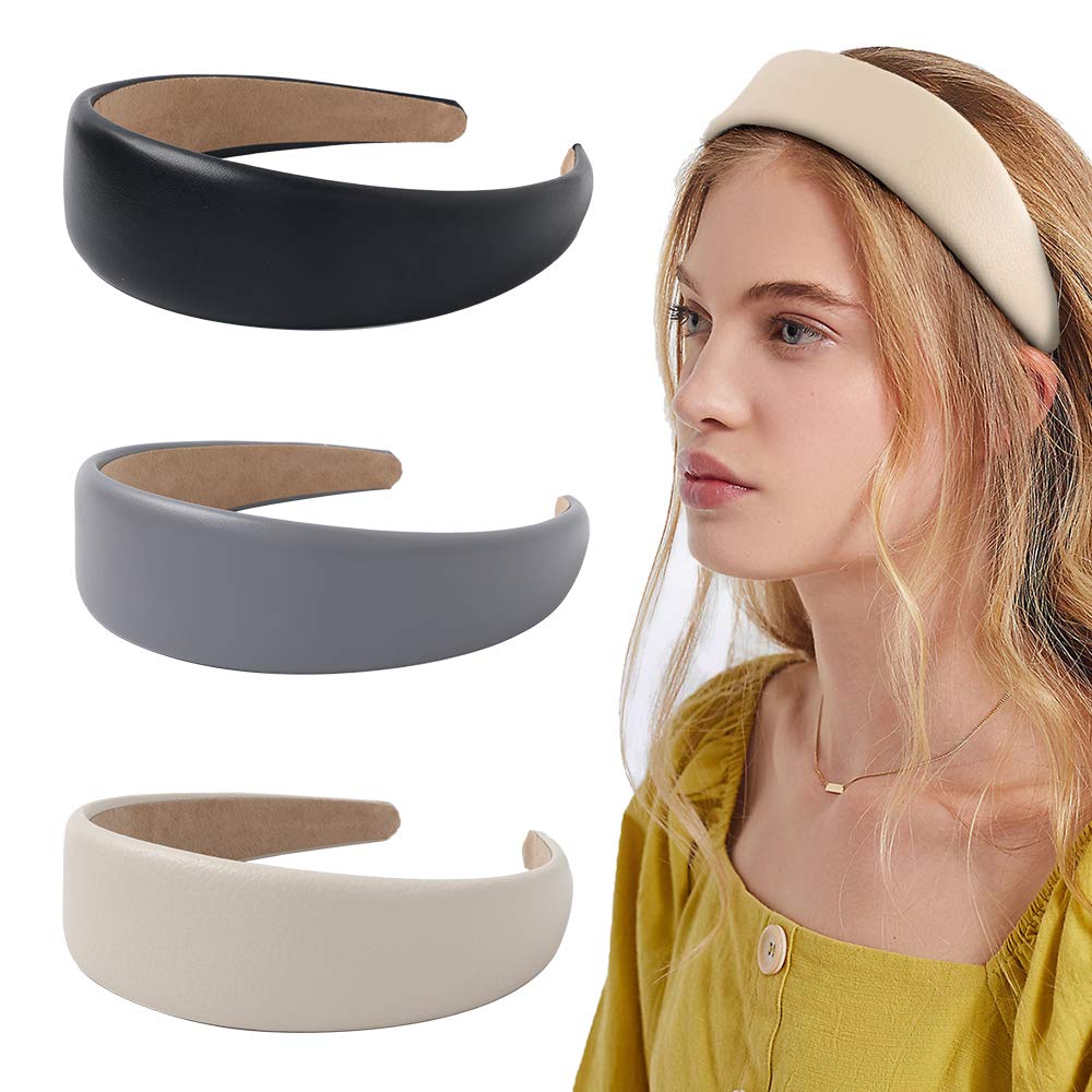 Headbands Women Hair Head Bands - 3 Wide Leather Headband Fashion Cute Hairbands Hair Accessories for Girls and Women Headbands Made of Soft PU - Ivyu Beauty