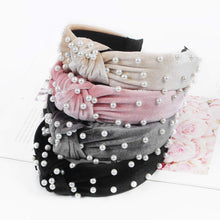 将图片加载到图库查看器，Headbands Women Hair Head Bands - 6 Pcs Pearl Knotted Head Bands Cute Velvet Top Knot Turban Hairbands Fashion Girls Vintage Boho Beauty Wide headbands Fashion Hair Accessories - Ivyu Beauty
