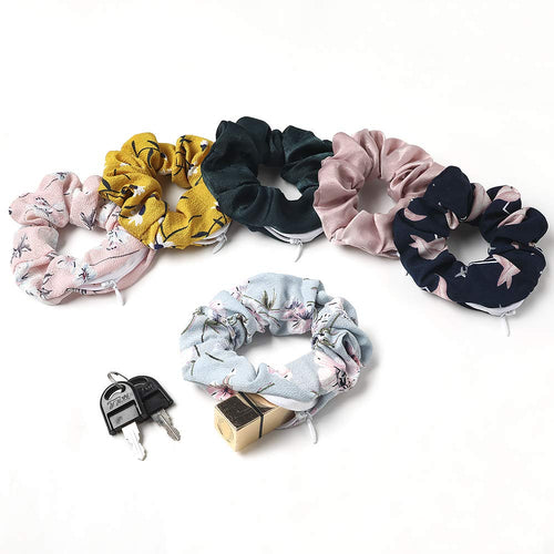 Ivyu Pocket Scrunchies with Zipper Stash Chiffon Scrunchy Hair Ties (LOBAB-012) - Ivyu Beauty