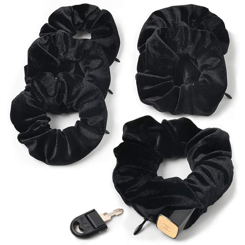 Velvet Scrunchies With Pocket Zipper Hair Ties for Women Big Vsco Girl Stuff Scrunchy Hidden Hair Black Scrunchie Ponytail Holder Elastic Bands Gifts for Women - Ivyu Beauty