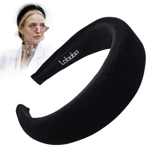 Headbands for Women Head Bands - Hair Accessories Velvet Padded Cute Beauty Fashion Hairbands Girls Vintage Head Hair Bands Boho Wide Band (Black) - Ivyu Beauty