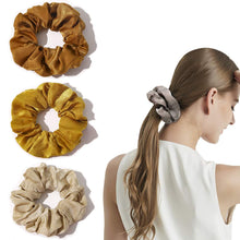 将图片加载到图库查看器，Silk Satin Scrunchies Women Hair Ties - Ivyu Big Scrunchy Ponytail Holder No Crease Hair Bands Soft Elastic No Hurt Your Hair for Vsco Girl Women Beige Gray Dard Yellow Light Yellow - Ivyu Beauty
