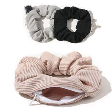 将图片加载到图库查看器，Pocket Scrunchies Hair Ties with Hidden Zipper Stash Scrunchy Ponytail Holder - Ivyu Beauty

