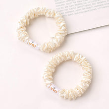 Load image into Gallery viewer, Ivyu Small Scrunchies Silk Satin Hair Ties Beige
