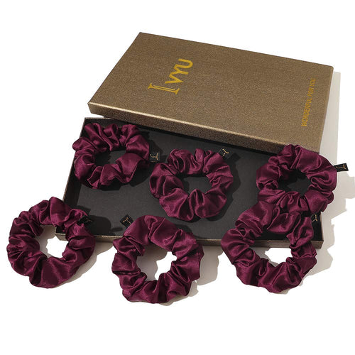 Ivyu Scrunchies Hair Ties Satin Silk Red - Ivyu Beauty