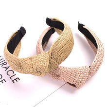 将图片加载到图库查看器，Ivyu Headbands Women Hair Head Bands - Ivyu Knotted Turban Cute 4 Headbands Straw Boho Twist Hair bands for Women’s hair Wide Thick Top Knot Hairbands For Girls Beauty Product Beech Accessories - Ivyu Beauty

