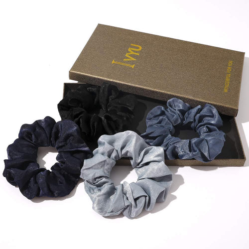 Silk Satin Scrunchies Women Hair Ties - Ivyu Big Scrunchy Ponytail Holder No Crease Hair Bands Soft Elastic No Hurt Your Hair for Vsco Girl Women Blue - Ivyu Beauty