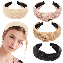 将图片加载到图库查看器，Ivyu Headbands Women Hair Head Bands - Ivyu Knotted Turban Cute 4 Headbands Straw Boho Twist Hair bands for Women’s hair Wide Thick Top Knot Hairbands For Girls Beauty Product Beech Accessories - Ivyu Beauty
