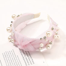 Load image into Gallery viewer, Ivyu Headbands Knotted 3 Pearl Headband Pink Blue Beige - Ivyu Beauty
