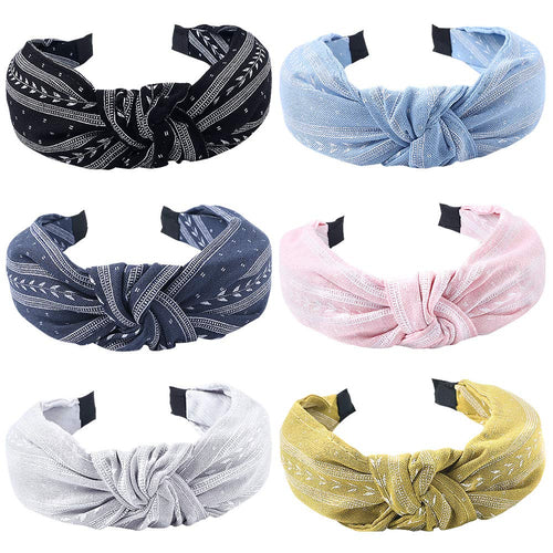 Headbands Women Hair Head Bands - Accessories Cute Boho Beauty Fashion Hairbands Girls Cross Vintage Head Hair Bands Knotted Wide Band For Workout GYM Yoga Running 6 pcs - Ivyu Beauty