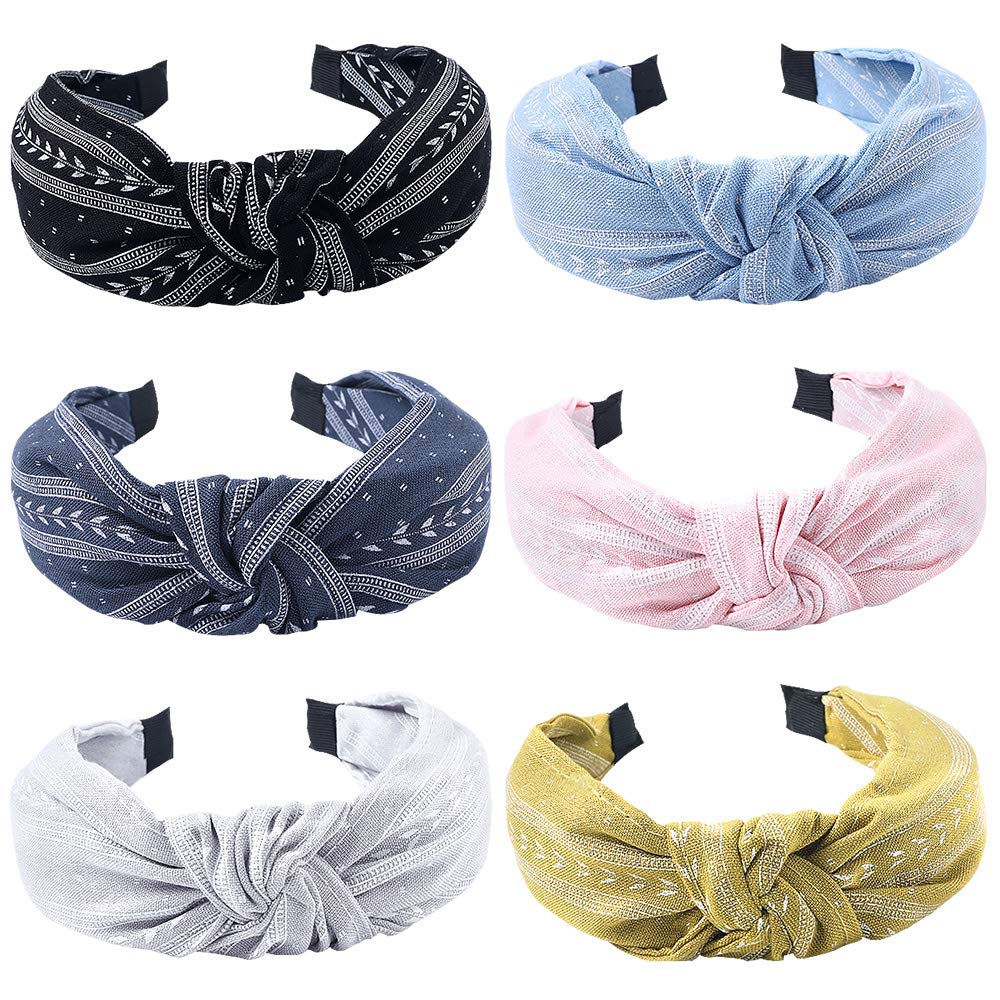 Headbands Women Hair Head Bands - Accessories Cute Boho Beauty Fashion Hairbands Girls Cross Vintage Head Hair Bands Knotted Wide Band For Workout GYM Yoga Running 6 pcs - Ivyu Beauty