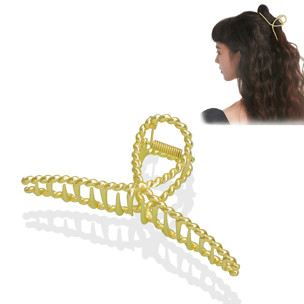 Ivyu Hair Claw Clips for Women - Nonslip Large Gold Metal Barrettes Matte Claw Hair Clips Accessories for Girls French Fashion Strong Hold Jumbo No Damage Hairclips for Thick Long Curly Hair Twist - Ivyu Beauty