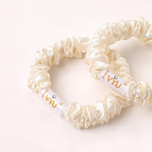 Load image into Gallery viewer, Ivyu Small Scrunchies Silk Satin Hair Ties Beige
