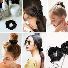 将图片加载到图库查看器，Scrunchies Black Satin Silk Hair Ties - Women Hair Bands Scrunchy For Thick Curl Hair No Crease Hair Accessories Soft Ropes Ponytail Holder No Hurt Your Hair - Ivyu Beauty
