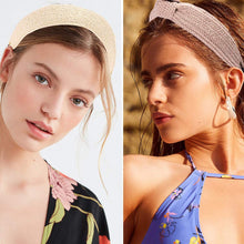 将图片加载到图库查看器，Ivyu Headbands Women Hair Head Bands - Ivyu Knotted Turban Cute 4 Headbands Straw Boho Twist Hair bands for Women’s hair Wide Thick Top Knot Hairbands For Girls Beauty Product Beech Accessories - Ivyu Beauty
