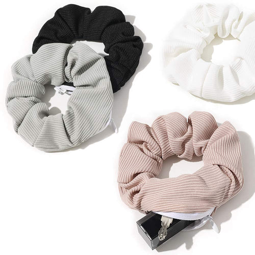 Pocket Scrunchies Hair Ties with Hidden Zipper Stash Scrunchy Ponytail Holder - Ivyu Beauty