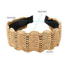 Load image into Gallery viewer, Ivyu Headbands Women Hair Head Bands - Rattan Summer Straw Head Bands for Girls Cute Wide Raffia Woven Hair Bands for Women’s Hair Rattan Hairbands Tan Beauty Product Beech Hair Accessories - Ivyu Beauty
