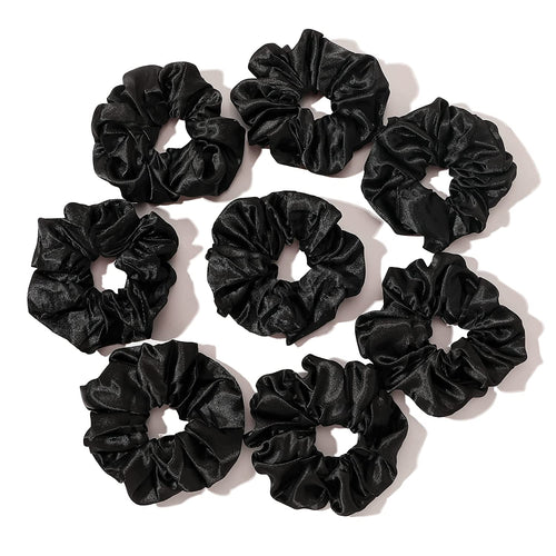 Scrunchies Hair Ties Satin Scrunchies Soft than Silk Scrunchies Elastics Bands Ponytail Holder Pack of Neutral Scrubchy Hair Accessories Women Girls (8pcs) - Ivyu Beauty