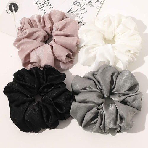 Scrunchies Hair Ties for Women - Big Silk Satin Scrunchie Exra Large Jumbo Gaint Oversized Cute Scrunchy for Curl Thick Hair Ligas Para el Cabello De Mujer Decorations Hair Accessories Gift for Girls - Ivyu Beauty