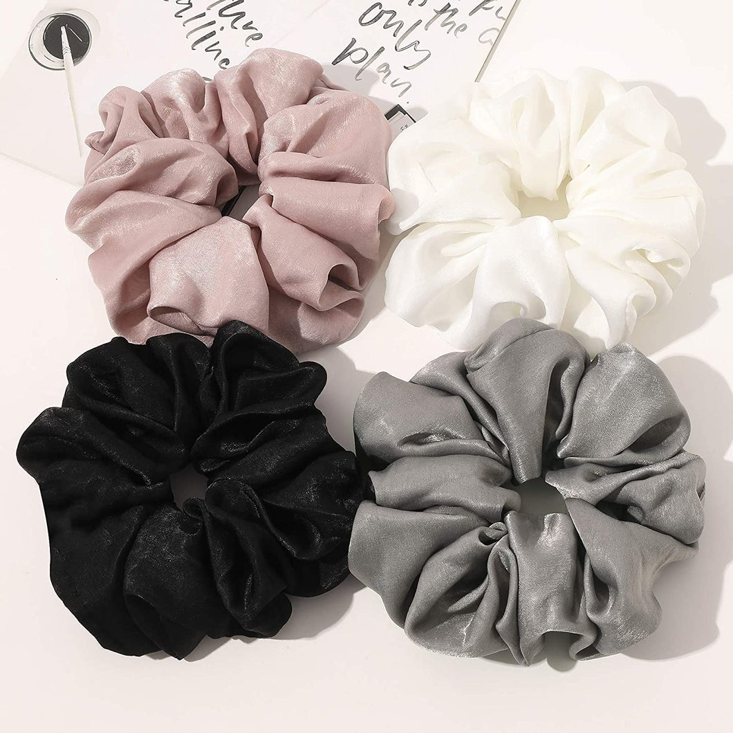 Scrunchies Hair Ties for Women - Big Silk Satin Scrunchie Exra Large Jumbo Gaint Oversized Cute Scrunchy for Curl Thick Hair Ligas Para el Cabello De Mujer Decorations Hair Accessories Gift for Girls - Ivyu Beauty