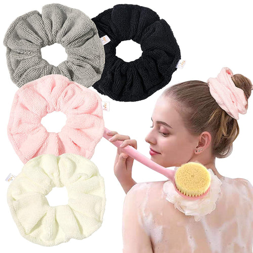 Ivyu Microfiber Hair Drying Scrunchies Towel Fiber - Buns Large Big Jumbo Scrunchie for Curl Hair for Shower Wet Anti Frizz Hair Products Absorbent Fast Terry Cloth Sleep Scrunchy Gift for Women Girls - Ivyu Beauty