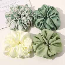 Load image into Gallery viewer, Scrunchies Hair Ties for Women - Big Silk Satin Scrunchie Exra Large Jumbo Gaint Oversized Cute Chiffon Scrunchy for Curl Thick Hair Green Ligas Para el Cabello De Mujer Decorations Gift for Girls - Ivyu Beauty

