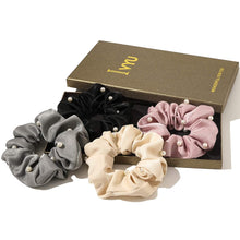 将图片加载到图库查看器，Ivyu Satin Scrunchy with Pearl (Black Pink cream Gray)
