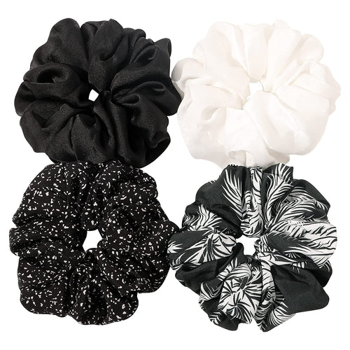 Scrunchies Hair Ties for Women - Big Silk Satin Scrunchie Exra Large Jumbo Gaint Oversized Black Scrunchy for Curl Thick Hair Ligas Para el Cabello De Mujer Decoration Hair Accessories Gift for Girls - Ivyu Beauty