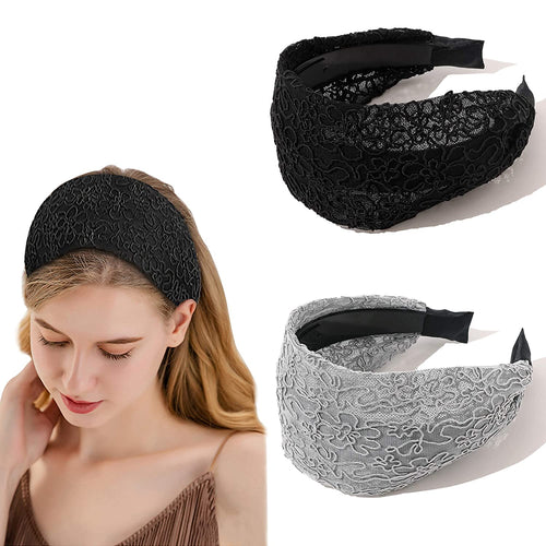 Headbands for Women Head Bands - Diademas Para Mujer De Moda Cute Black Wide Headband Hair Accessories for Girls Oversize Large Lace Designer Fashion Head band No Slip for Womens Hair Band - Ivyu Beauty