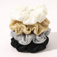 Load image into Gallery viewer, Scrunchies Hair Ties for Women Girls Cute Lace Scrunchy Hairties for Thick Curl Hair No Crease Hair Accessories Soft Ropes Ponytail Holder No Hurt Your Hair (Black White Yellow Gray)

