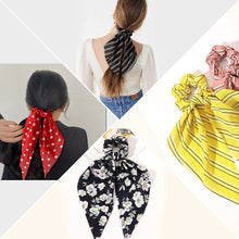 将图片加载到图库查看器，Hair Scarf Scrunchies Ties - 12 Pcs Scrunchy for Women Girls Chiffon Floral Bow Ribbon Scrunchy with Tails or Thick Curl Hair No Crease Hair Bands Ponytail Holder Scrunchie 2 in 1 Vintage Accessories
