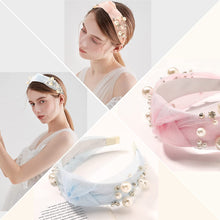 Load image into Gallery viewer, Ivyu Headbands Knotted 3 Pearl Headband Pink Blue Beige - Ivyu Beauty
