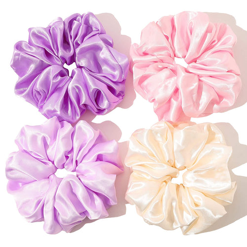 Scrunchies Hair Ties for Women - Big Silk Satin Scrunchie Exra Large Jumbo Gaint Oversized Cute Chiffon Scrunchy for Curl Thick Hair Ligas Para el Cabello De Mujer Hair Accessories Gift for Girls - Ivyu Beauty
