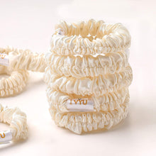 Load image into Gallery viewer, Ivyu Small Scrunchies Silk Satin Hair Ties Beige
