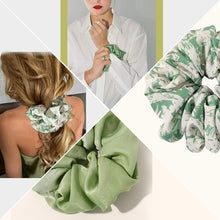 Load image into Gallery viewer, Scrunchies Hair Ties for Women - Big Silk Satin Scrunchie Exra Large Jumbo Gaint Oversized Cute Chiffon Scrunchy for Curl Thick Hair Green Ligas Para el Cabello De Mujer Decorations Gift for Girls - Ivyu Beauty
