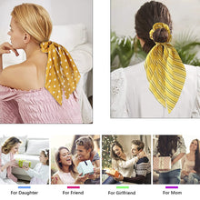 将图片加载到图库查看器，Hair Scarf Scrunchies Ties - 12 Pcs Scrunchy for Women Girls Chiffon Floral Bow Ribbon Scrunchy with Tails or Thick Curl Hair No Crease Hair Bands Ponytail Holder Scrunchie 2 in 1 Vintage Accessories
