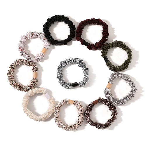 Hair Ties Silk Satin Scrunchies - Small Mini Thin Elestics Ponytail Holder Hair Bands Skinny Scrunchy For Thick Curl Hair No Crease Hair Ties Soft Accessories No Hurt Your Hair for Women and Girls - Ivyu Beauty