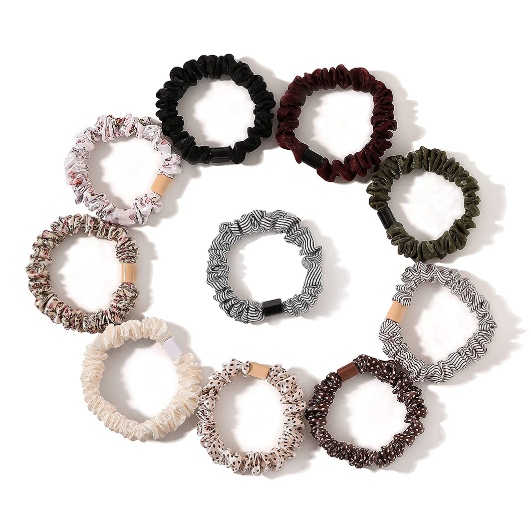 Hair Ties Silk Satin Scrunchies - Small Mini Thin Elestics Ponytail Holder Hair Bands Skinny Scrunchy For Thick Curl Hair No Crease Hair Ties Soft Accessories No Hurt Your Hair for Women and Girls - Ivyu Beauty