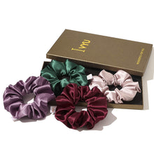 Load image into Gallery viewer, Scrunchies Hair Ties Silk Scrunchie for Girls Women Cute Hairties For Thick Curl Fine Hair No Crease Hair Accessories Soft Ropes Ponytail Holder No Hurt Your Hair (Burgundy Purple Pink Green) - Ivyu Beauty
