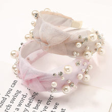 Load image into Gallery viewer, Ivyu Headbands Knotted 3 Pearl Headband Pink Blue Beige - Ivyu Beauty
