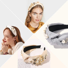 Load image into Gallery viewer, Ivyu Headbands for Women Head Bands -3 Knotted Pearl Headband Diademas Para Mujer De Moda Hair Accessories Hairbands for Girls No Slip Fashion Cute Top Knot Headband Gift for Women White Gray Beige - Ivyu Beauty
