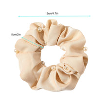 将图片加载到图库查看器，Ivyu Satin Scrunchy with Pearl (Black Pink cream Gray)
