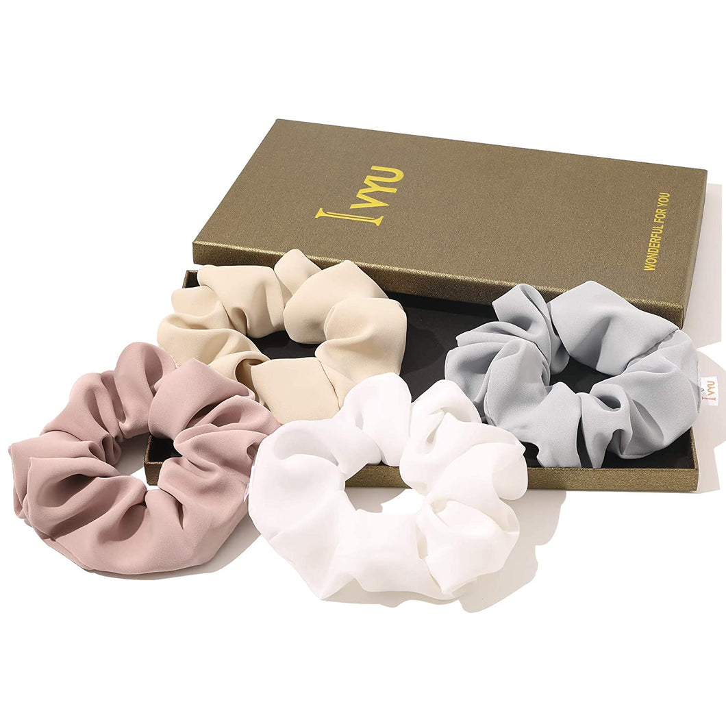 Ivyu Big Scrunchie for Girls White Pink Beige Gray - Ivyu Beauty