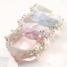 Load image into Gallery viewer, Ivyu Headbands Knotted 3 Pearl Headband Pink Blue Beige - Ivyu Beauty
